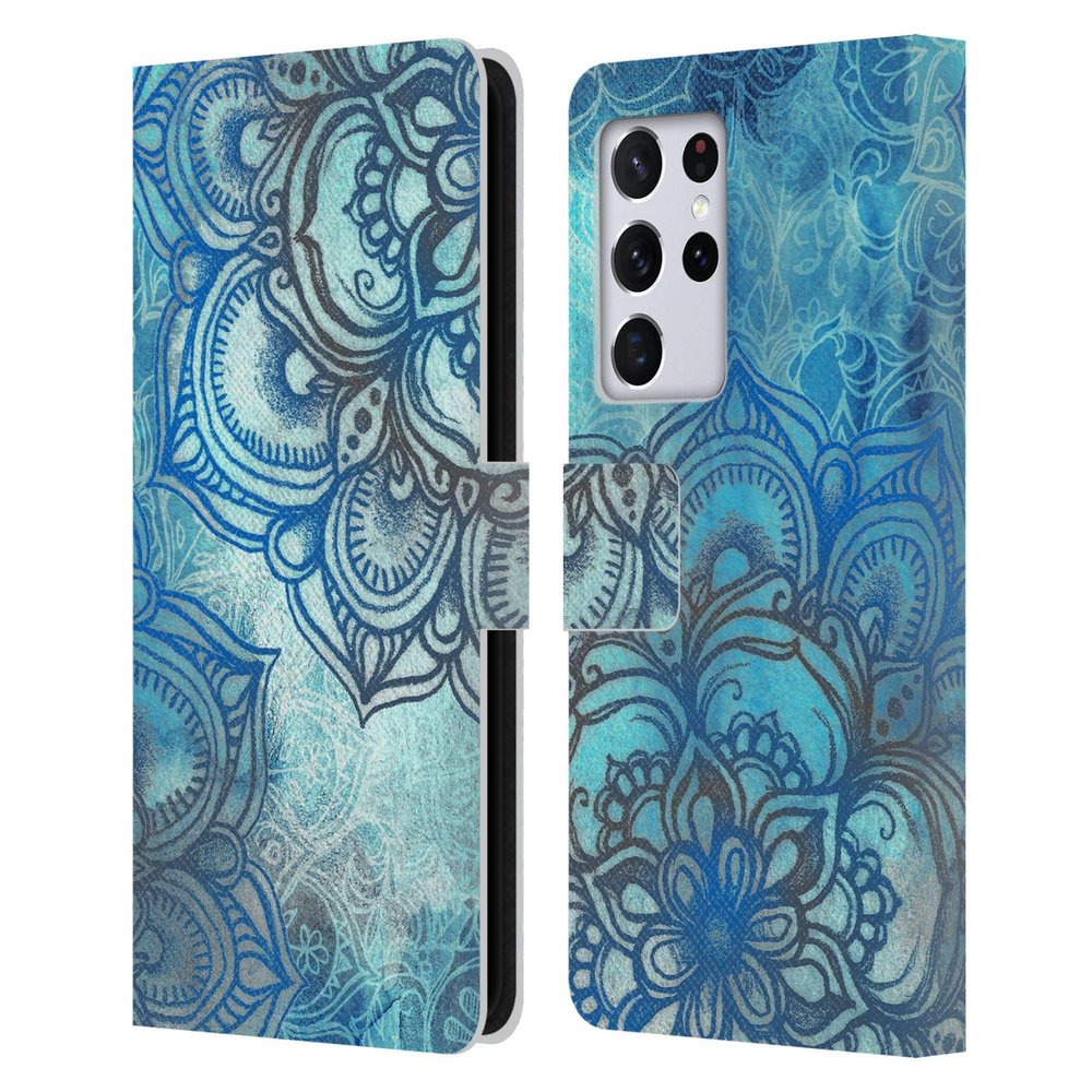 Head Case Designs Officially Licensed Micklyn Le Feuvre Lost in Blue A Daydream Made Visible Mandala 3 Leather Wallet Case Compatible with Samsung Galaxy S21 Ultra 5G