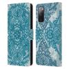 Head Case Designs Officially Licensed Micklyn Le Feuvre Teal and White Lace Pencil Doodle Mandala 3 Leather Wallet Case Compatible with Samsung Galaxy S20 FE / 5G view 1