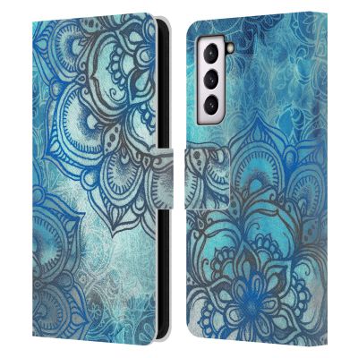 Head Case Designs Officially Licensed Micklyn Le Feuvre Lost in Blue A Daydream Made Visible Mandala 3 Leather Book Wallet Case Cover Compatible with Samsung Galaxy S21 5G