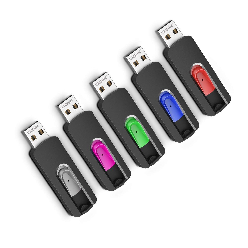 VICFUN 5 Pack 64GB USB Flash Drives USB 2.0 Flash Drive Slide Retractable USB Memory Stick 64G Data Storage
