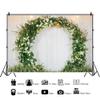 OERJU 10x7ft Romantic Wedding Backdrop 3D Arched Wreath White Curtain Bridal Floral Wall Photography Background Valentine's Day Bridal Shower Reception Ceremony Decor Banner Vinyl Wallpaper view 2