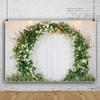 OERJU 10x7ft Romantic Wedding Backdrop 3D Arched Wreath White Curtain Bridal Floral Wall Photography Background Valentine's Day Bridal Shower Reception Ceremony Decor Banner Vinyl Wallpaper view 3