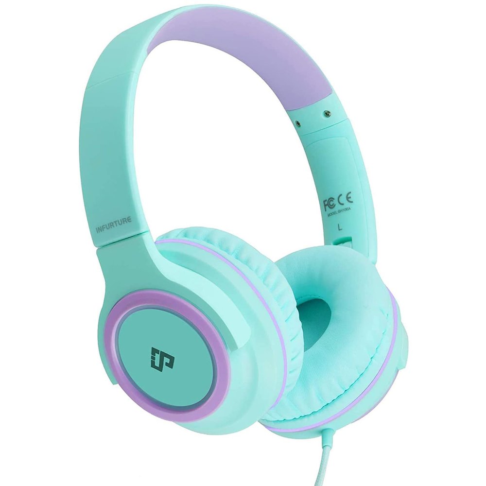 INFURTURE Kids Headphones, Wired Headphones for Kids Over Ear with Microphone, 85/94dB Volume Limiter Headphone for Girls Boys, Foldable Headphone for School, Airplane Travel