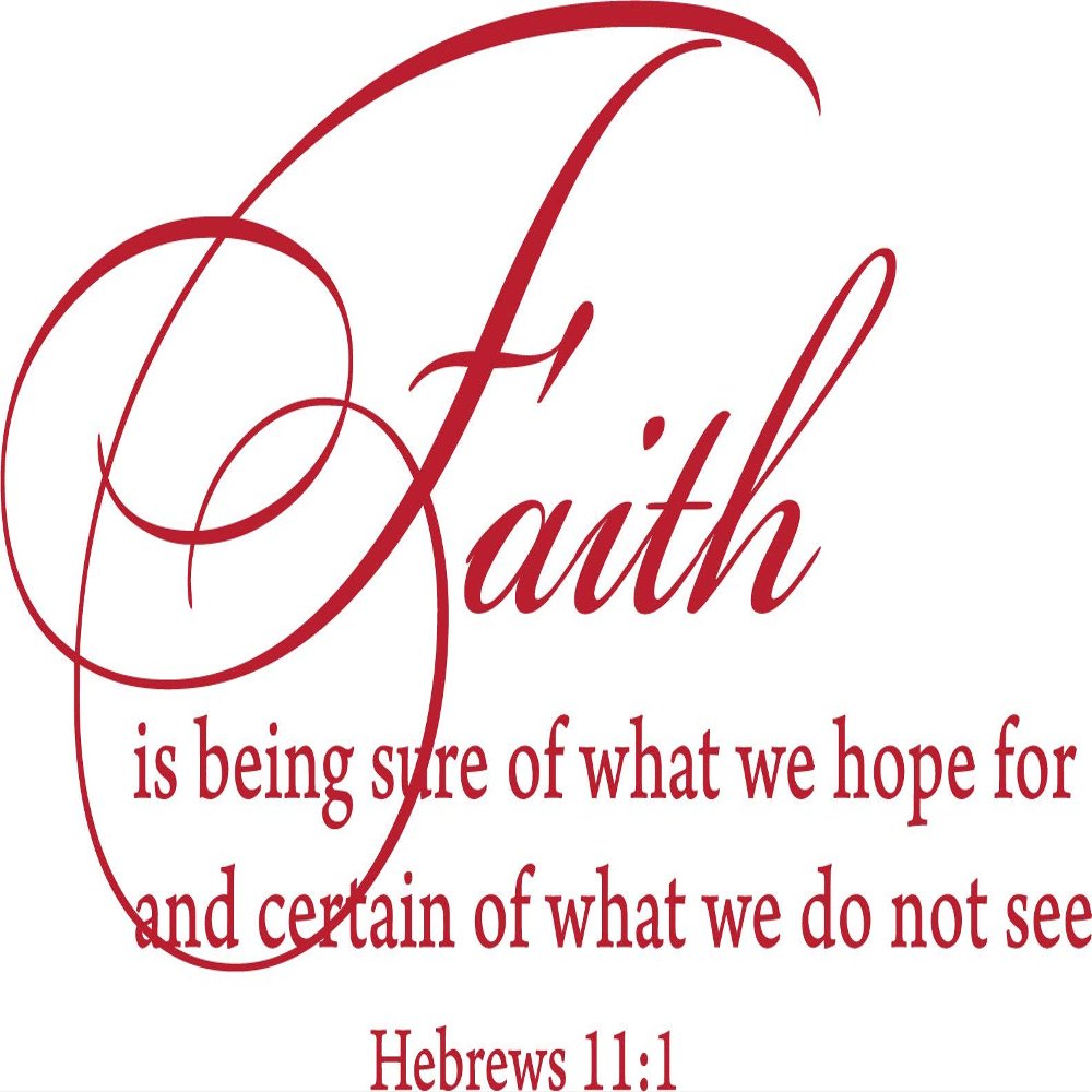 Decaltor Red 22" x13" Hebrews 11:1 Faith is Being Sure of What We Hope for Quotes Sayings Words Art Decor Lettering Vinyl Wall Art Inspirational Uplifting Bible