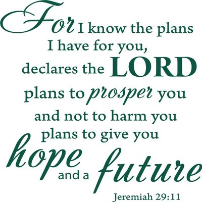 Decaltor Green 22" x 20" for I Know The Plans I Have for You declares The Lord Jeremiah 29:11 Quotes Sayings Words Art Decor Lettering Vinyl Wall Art Inspirational Uplifting Bible