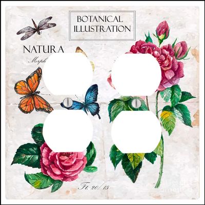 Botanical Illustration Floral 2 Duplex Electrical Outlet Wall Plate (4.56 x 4.5in)
