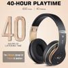 Prtukyt 6S Wireless Bluetooth Headphones Over Ear, Hi-Fi Stereo Foldable Wireless Stereo Headsets Earbuds with Built-in Mic, Volume Control, FM for Phone/PC (Black & Gold) view 4