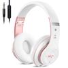 Prtukyt 6S Wireless Bluetooth Headphones Over Ear, Hi-Fi Stereo Foldable Wireless Stereo Headsets Earbuds with Built-in Mic, Volume Control, FM for Phone/PC (White & Rose Gold) view 1
