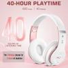 Prtukyt 6S Wireless Bluetooth Headphones Over Ear, Hi-Fi Stereo Foldable Wireless Stereo Headsets Earbuds with Built-in Mic, Volume Control, FM for Phone/PC (White & Rose Gold) view 3