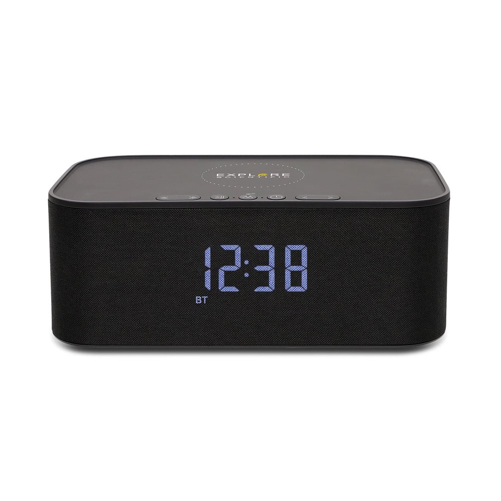Explore Scientific Clock with Compatible with Bluetooth Speaker and Wireless Charge