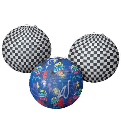 Paper Lanterns - 9.5" - Unique & Charming Design, Stand Out on Your Special Occasion - Perfect for Any Event, Skater Party, Pack of 3