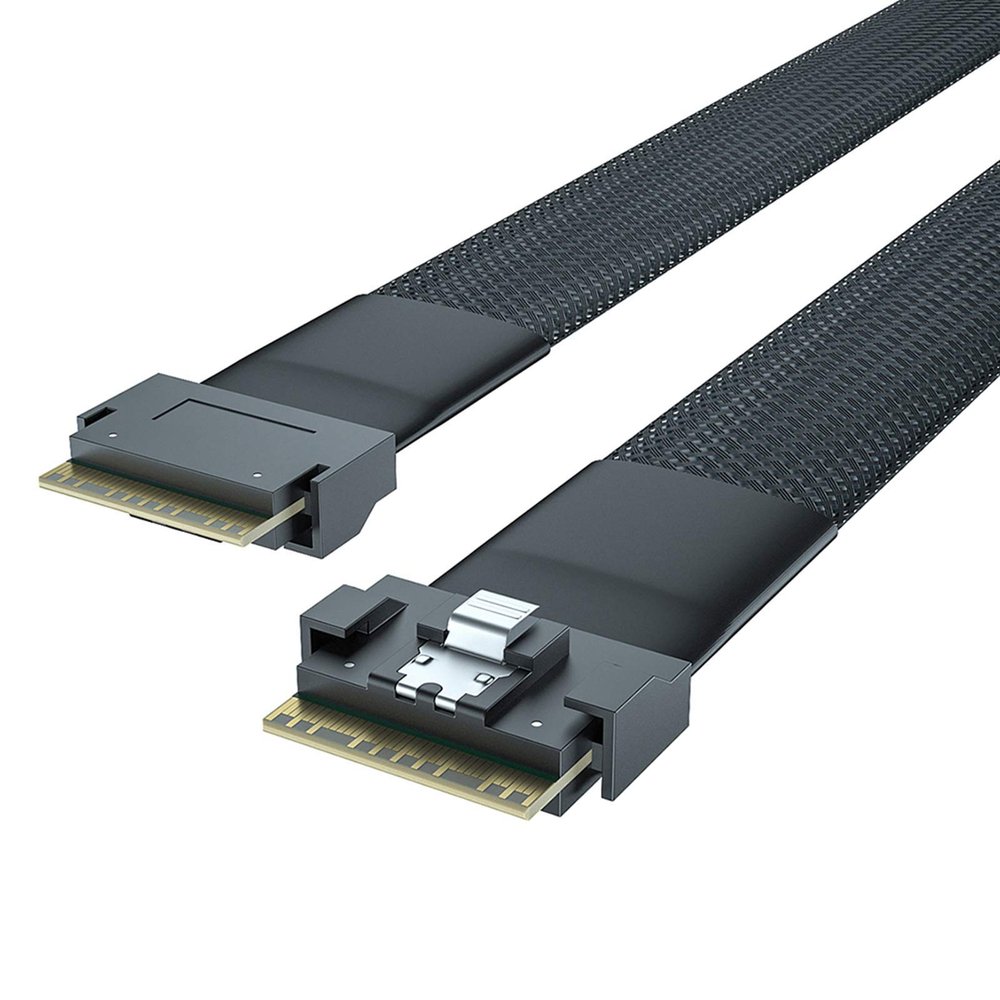 10Gtek 24G SlimSAS SFF-8654 to SFF-8654 Cable, PCIe4.0, 85-ohm, Compatible with Servers, Storage Systems, Workstations & High-Performance Computing, 0.75~0.8m(2.46~2.62ft)