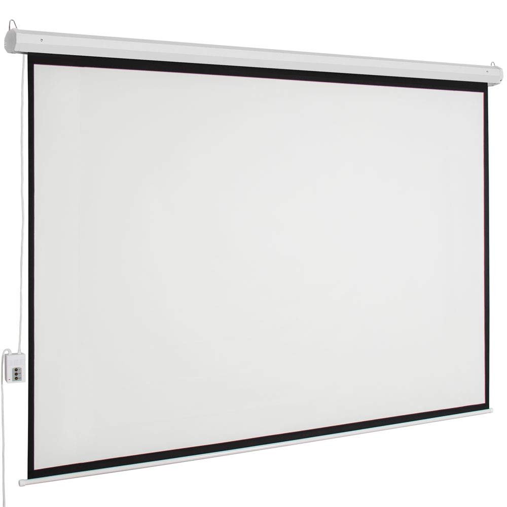 100" 4:3 80" x 60" Viewing Area Motorized Projector Screen with Remote Control Matte White