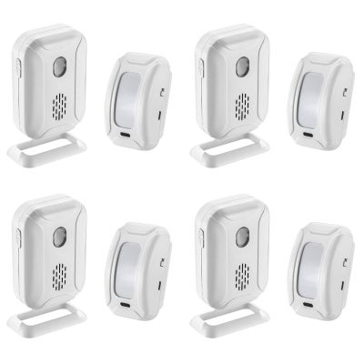 KCMYTONER 4 Set Wireless PIR Motion Sensor Detector Security Alarm Chime,Motion Sensor Doorbell, Door Chime for Business Entry, Shop Store Office Home Front Door Entry,Welcome Doorbell,Visitor Bell