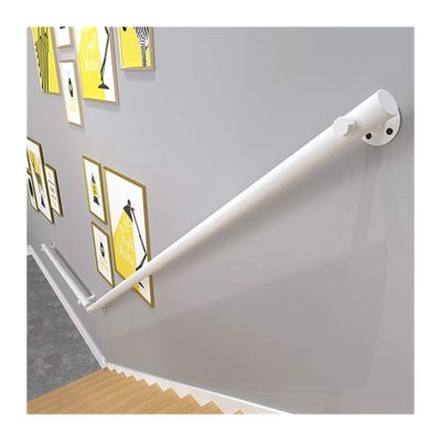 Handrails Complete Kit, Wall Mounted Pine Wood Round Bar Staircase Railing, Barrier-Free Non-Slip Staircase Grab Bar, for Indoor Stairs, Garden, Corridor, Lofts (Color : White, Size : 50CM)