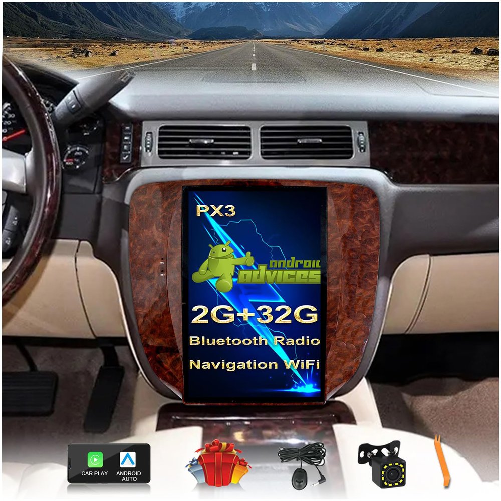 12.1 inch Vertical Screen Car Stereo Radio GPS Navigation for GMC Yukon Sierra Chevrolet Tahoe Suburban Android 4G+64G Car Play Auto (PX3 Quad core 2G+32G)