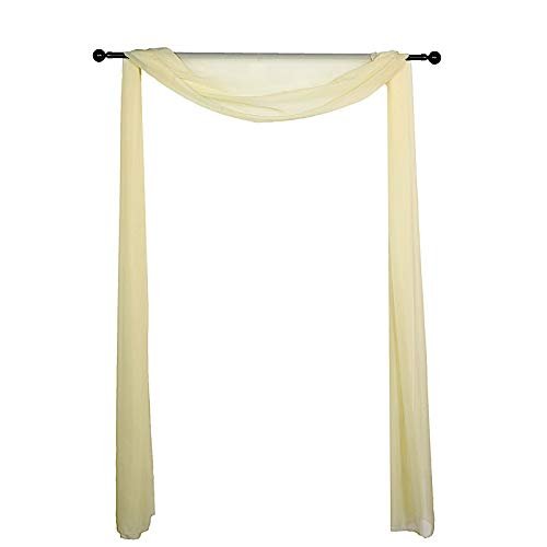 BalsaCircle 18 feet Champagne Sheer Organza Curtain Panel Backdrop Drape - Wedding Ceremony Reception Party Home Decorations Supplies