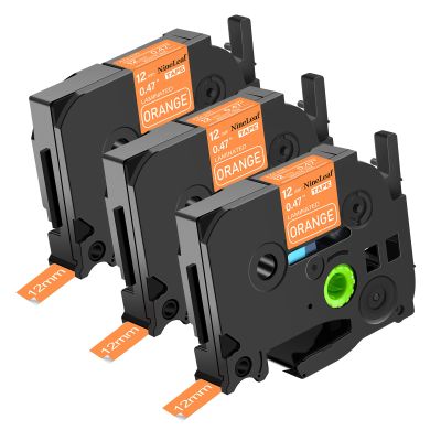 NineLeaf 3PK Compatible for Brother TZe-635 TZe635 TZ-635 TZ635 Label Tape 12mm 1/2'' 0.47'' White on Orange Standard Laminated Labeling Work with P-Touch PT-D210 PTD400AD PTH110 PT-D600 Label Maker