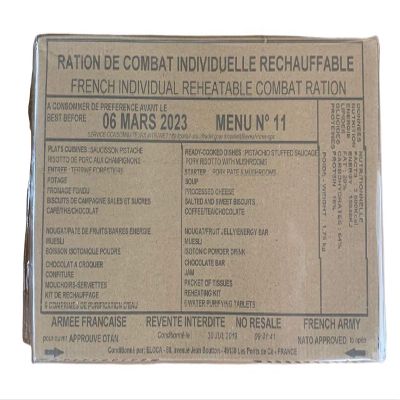 Future Essentials French Military MRE, RCIR, Original Foreign MRE, Menu 11, 24 Hour Ration
