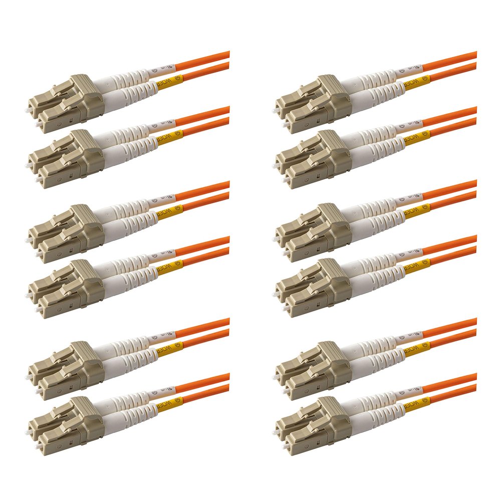 SpeedyFiberTX - 6-Pack 10 Meter Multimode OM1 62.5/125 Fiber Optic Patch Cable, Duplex LC to LC, Slim Zipcord OFNR Cable Jacket