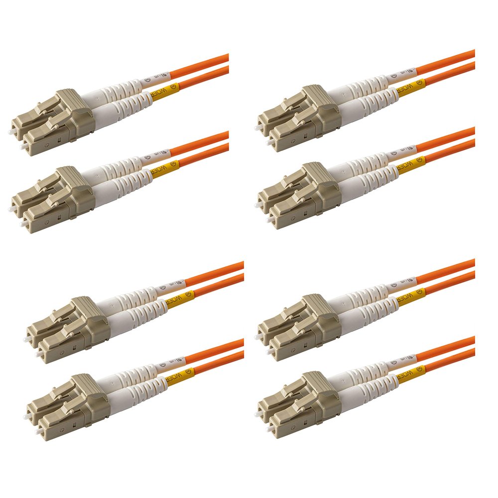 SpeedyFiberTX - 4-Pack 2 Meter Multimode OM1 62.5/125 Fiber Optic Patch Cable, Duplex LC to LC, Slim Zipcord OFNR Cable Jacket