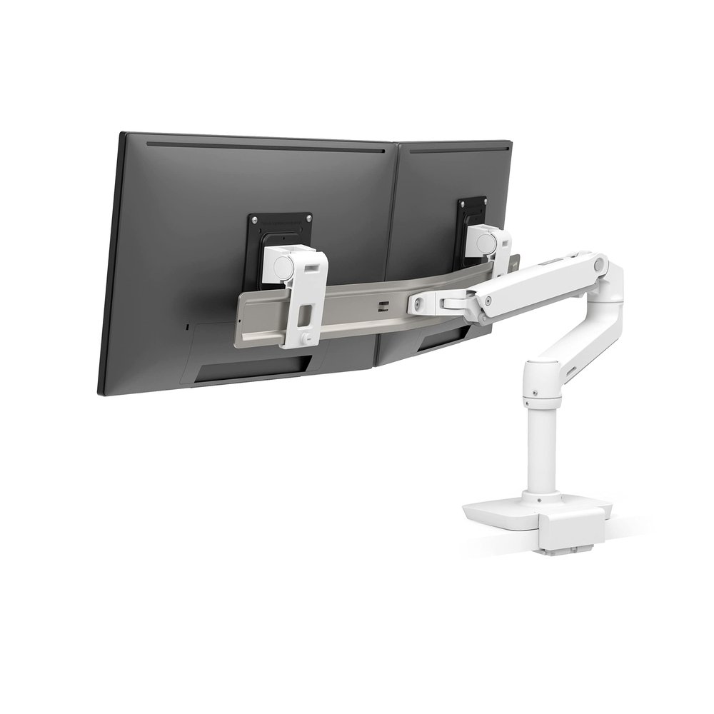 Ergotron LX Dual Direct Monitor Arm, VESA Desk Mount for2 MonitorsUp to 25 Inches, 2 to 11lbsEach Low Profile Clamp, White