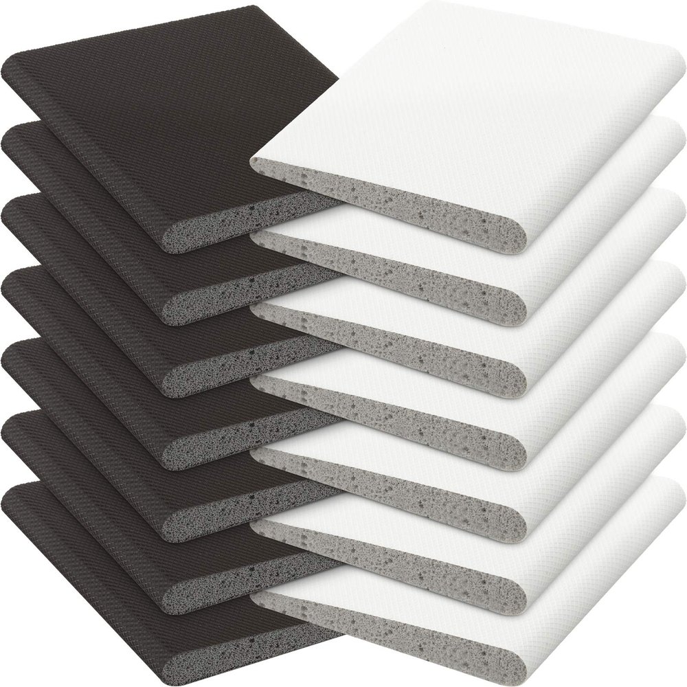 Jetec 14 Pieces Door Corner Seals Self Adhesive Exterior Door Frame Seal Weather Stripping Corner Pad Foam Draft Stopper Gap Filler Bottom for Weather Protection, Isolation of Noise(Black and White)
