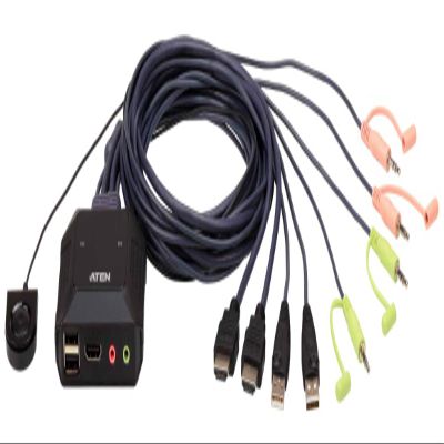 ATEN CS22H HDMI KVM Switch - 1 Monitors 2 Computers - 2-Port HDMI with Remote Selector  4K DCI 4096x2160-60Hz, 2560x1440-144Hz, USB 2.0, USB Hub, Plug & Play, Compatible with Windows/Mac/Linux