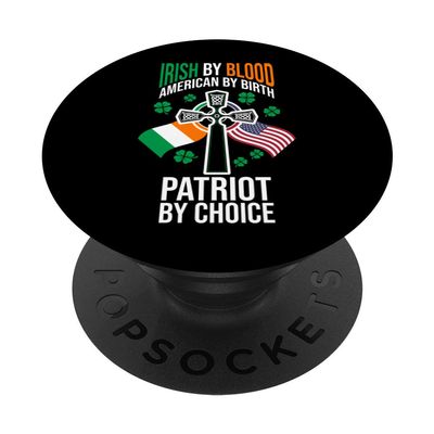 Irish American Flag Celtic Cross Funny St Patrick's Day Gift PopSockets PopGrip: Swappable Grip for Phones & Tablets