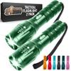GORILLA GRIP Powerful LED Tactical Flashlight, 750 FT High Lumens 5 Adjustable Modes, Water Resistant, Ultra Bright Zoom Flashlights, Small Mini Flash Light, Camping, Night Dog Walking, 2 Pack Green view 1