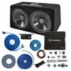 PRORECK PR-122M 1500W Dual 12" Car Subwoofer Enclosure Audio with SubwooferMono Block Amplifier and Wiring Installation Kit view 1