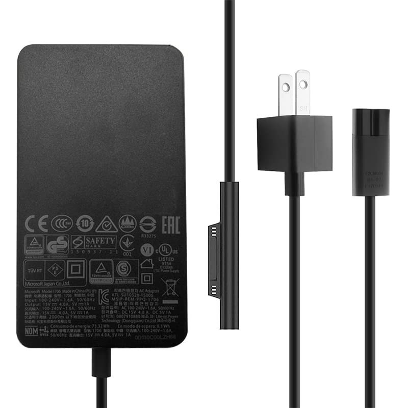15V 4A 65W Adapter 1706 Charger Cord Microsoft Surface Book Pro 7 6 5 4