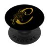 Initial C Letter Floral Rose 0n Matte Black PopSockets PopGrip: Swappable Grip for Phones & Tablets view 1