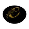 Initial C Letter Floral Rose 0n Matte Black PopSockets PopGrip: Swappable Grip for Phones & Tablets view 2