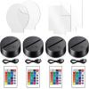 Honoson 4 Pcs 3D Night LED Light Lamp Base with 4 Pcs Clear Acrylic Sheets Remote Control USB Cable Adjustable 16 Colors 4 Modes Base Show Stand for Christmas Room Restaurant Bar Shop(Black Style) view 1
