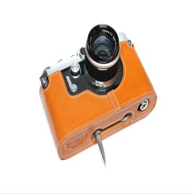 Handmade Genuine Real Leather Half Camera Case Bag Cover for Canon VT VT Deluxe VI-T Film Camera Sandy Brown Color