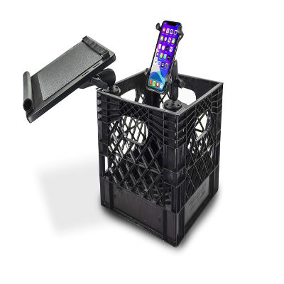AutoExec AUE80028 Milk Crate Vehicle and Mobile Office Work Station with Laptop Tray, Power Inverter and Phone Mount, Black
