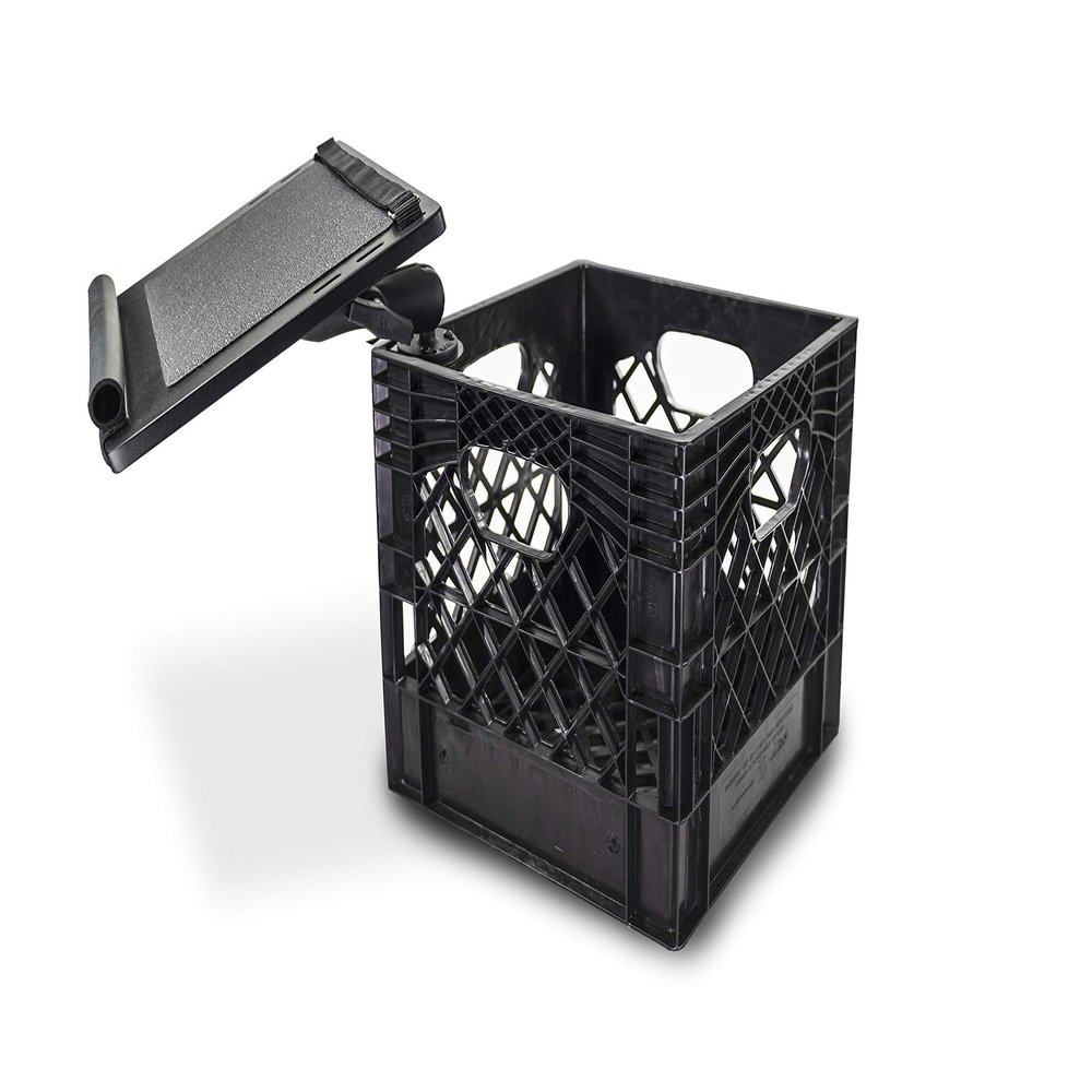AutoExec AUE80024 Milk Crate Vehicle and Mobile Office Work Station with Laptop Tray, Black