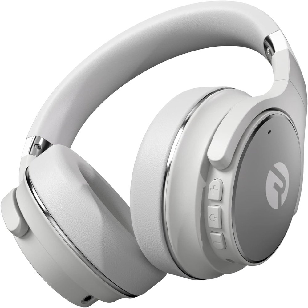 Raycon Everyday Bluetooth Headphones - Over The Ear, Active Noise Cancelling Wireless Headphones + Awareness Mode, Bluetooth Headset with Mic, 40 Hours of Battery Life (Frost White)