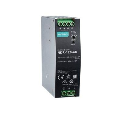 NDR-120-48 120 W/2.5 A DIN-Rail 48 VDC Power Supply, Universal 90 to 264 VAC or 127 to 370 VDC Input Voltage, -20 to 70C