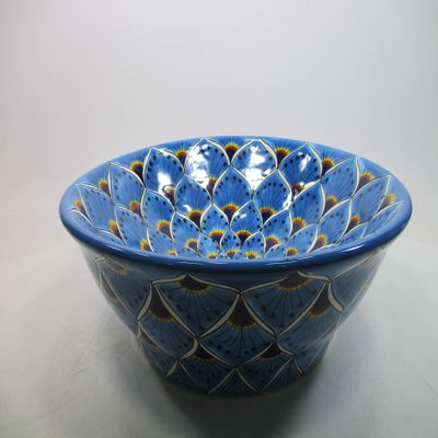 16" ROUND TALAVERA SINK ceramic bathroom vessel sink, mexican handmade folk art