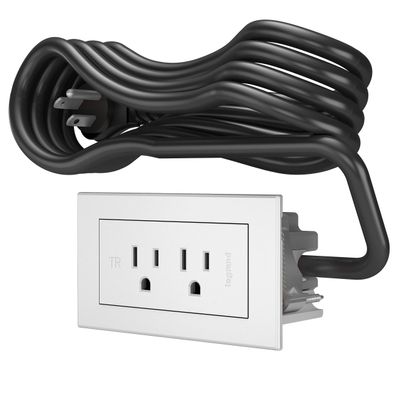 Legrand Wiremold RD2WH radiant Furniture Power Center, Recessed Power Strip, 2 Outlets, 6 Foot Cord, White