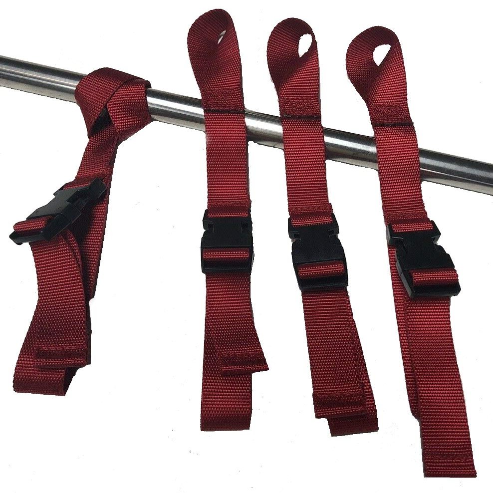 Set of 4 Line Hanger, Rope Hanger, Cord Hanger Straps with Preformed Loop (Red)