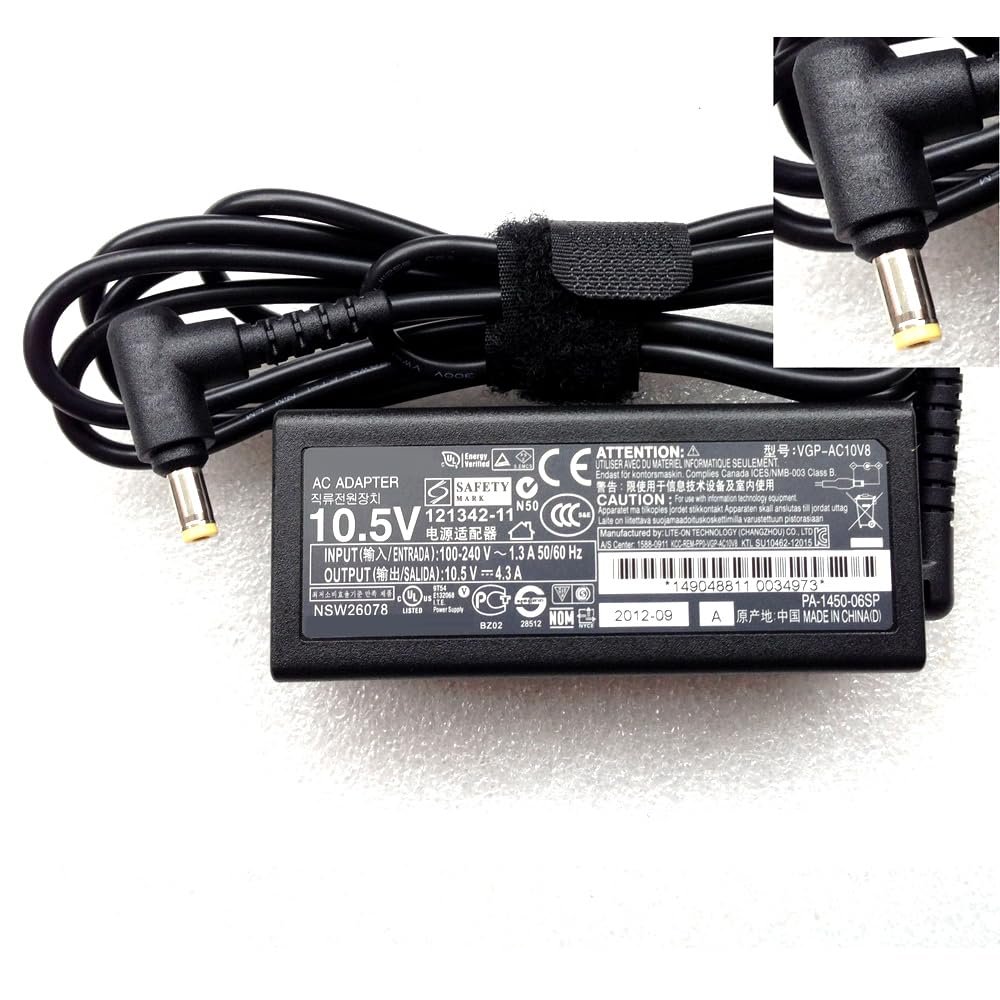10.5V 4.3A AC Adapter Charger Power Compatible for Sony Vaio Duo 11 13 Series VGP-AC10V10