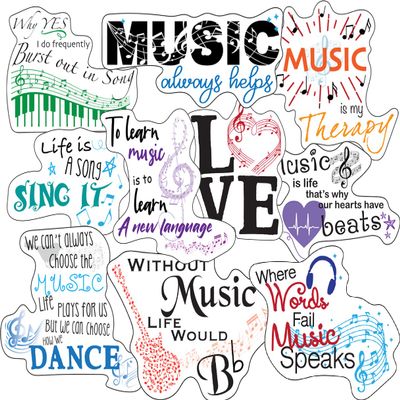 Music Stickers - Melody Stickers for Men, Song Notes Sticker, Women, Kids - Waterproof, Extra Sticky, Durable Vinyl - Work Great On Water Bottles, A Laptop, Car Decal, Or As Party Favors