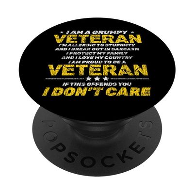 Vintage Veteran Grandpa Proud Army Vietnam Veteran Old Man PopSockets PopGrip: Swappable Grip for Phones & Tablets