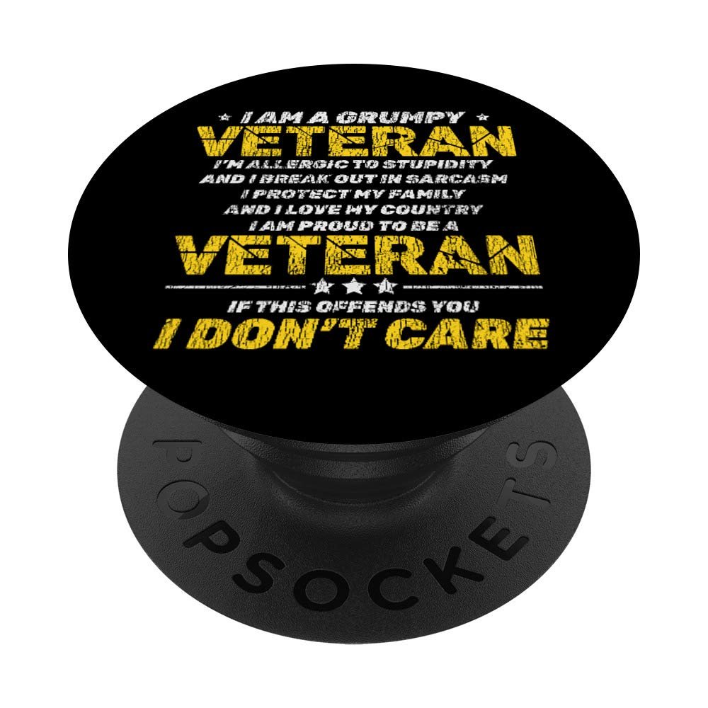 Vintage Veteran Grandpa Proud Army Vietnam Veteran Old Man PopSockets PopGrip: Swappable Grip for Phones & Tablets