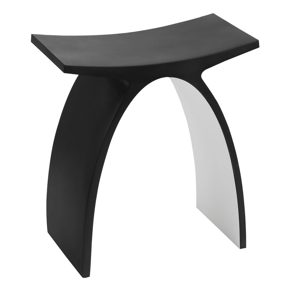 Black Matte Arched Solid Surface Resin Bathroom/Shower Stool