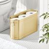 mDesign Large Steel Free Standing Toilet Paper Organizer, 6-Roll Tissue Storage Holder Container for Bathroom Floor, Fits Under Sink, Vanity, Shelf, In Cabinet, or Corner Oscar Collection - Soft Brass view 2
