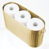 mDesign Large Steel Free Standing Toilet Paper Organizer, 6-Roll Tissue Storage Holder Container for Bathroom Floor, Fits Under Sink, Vanity, Shelf, In Cabinet, or Corner Oscar Collection - Soft Brass view 4